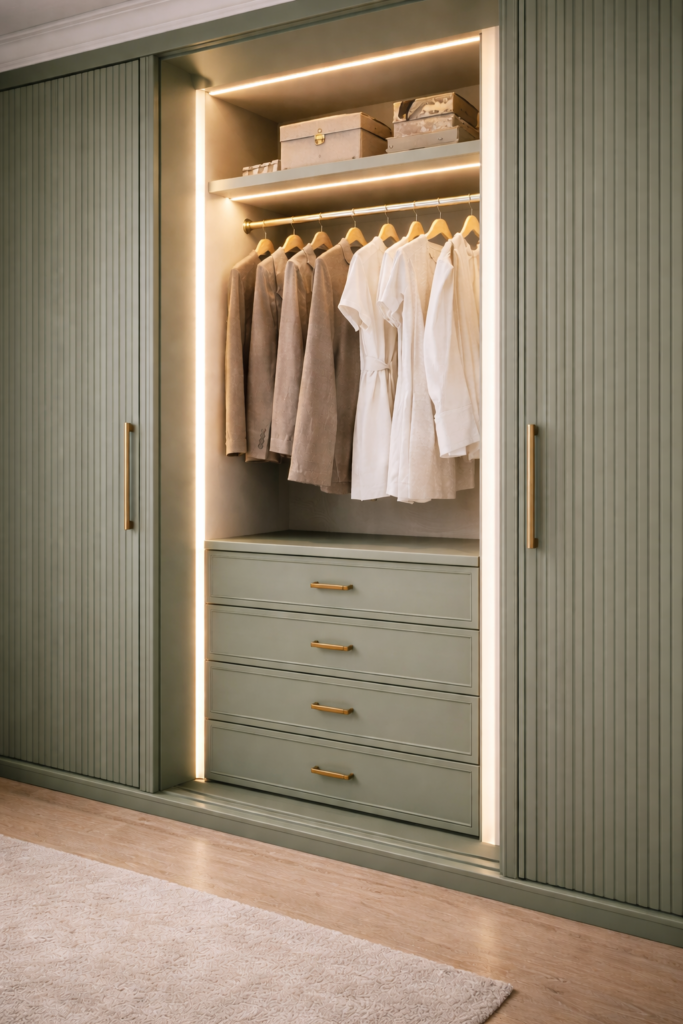 Dressing la comanda, cu led incastrat, MDF vopsit rifat -  — Kromatica București