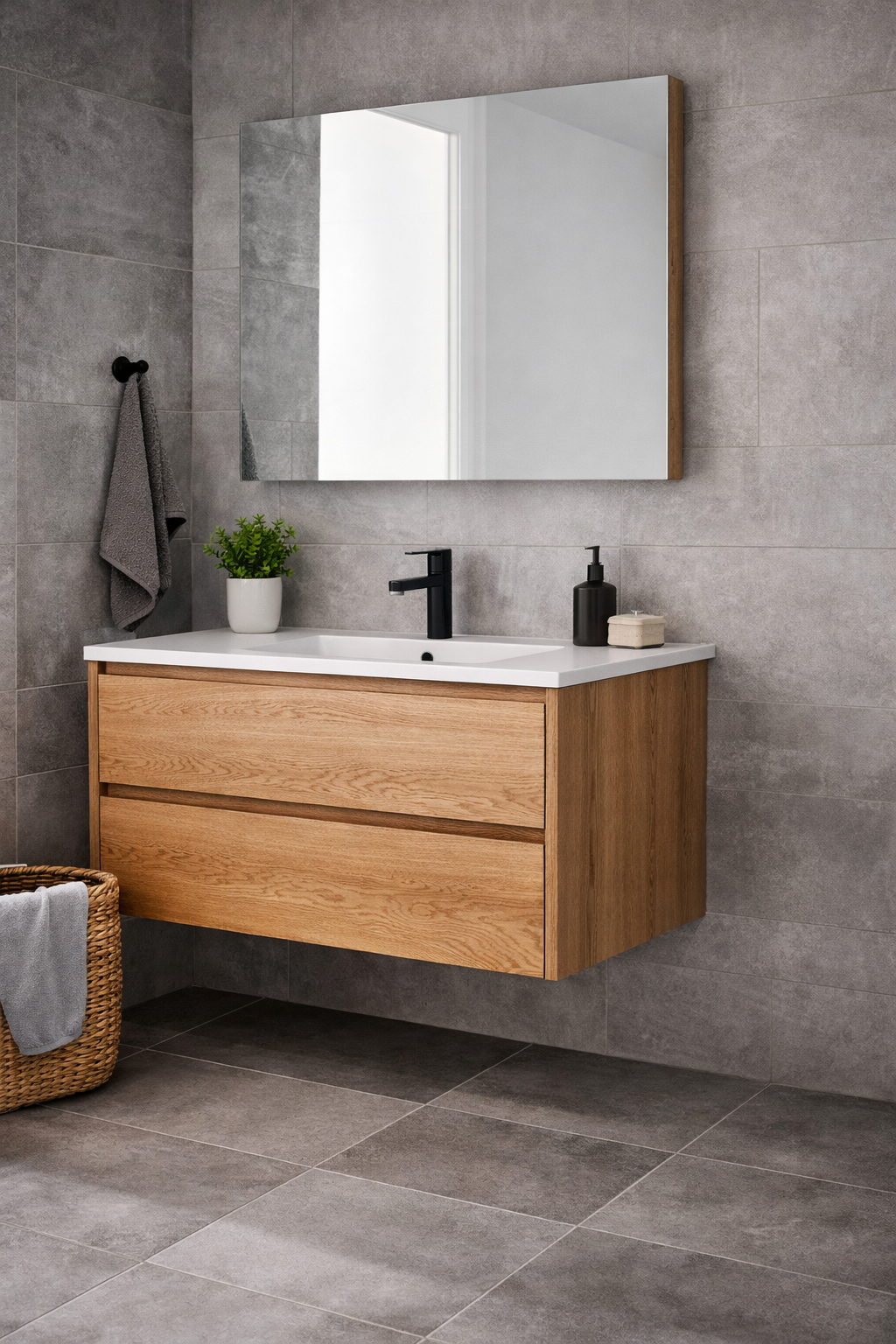 Mobilier de baie rezisent, sub lavoar, Spatiu generos de depozitare — mobilier personalizat Kromatica